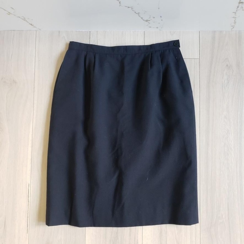 Vintage Pendleton Wool Skirt Womens 10 Black High Rise Straight Knee Length